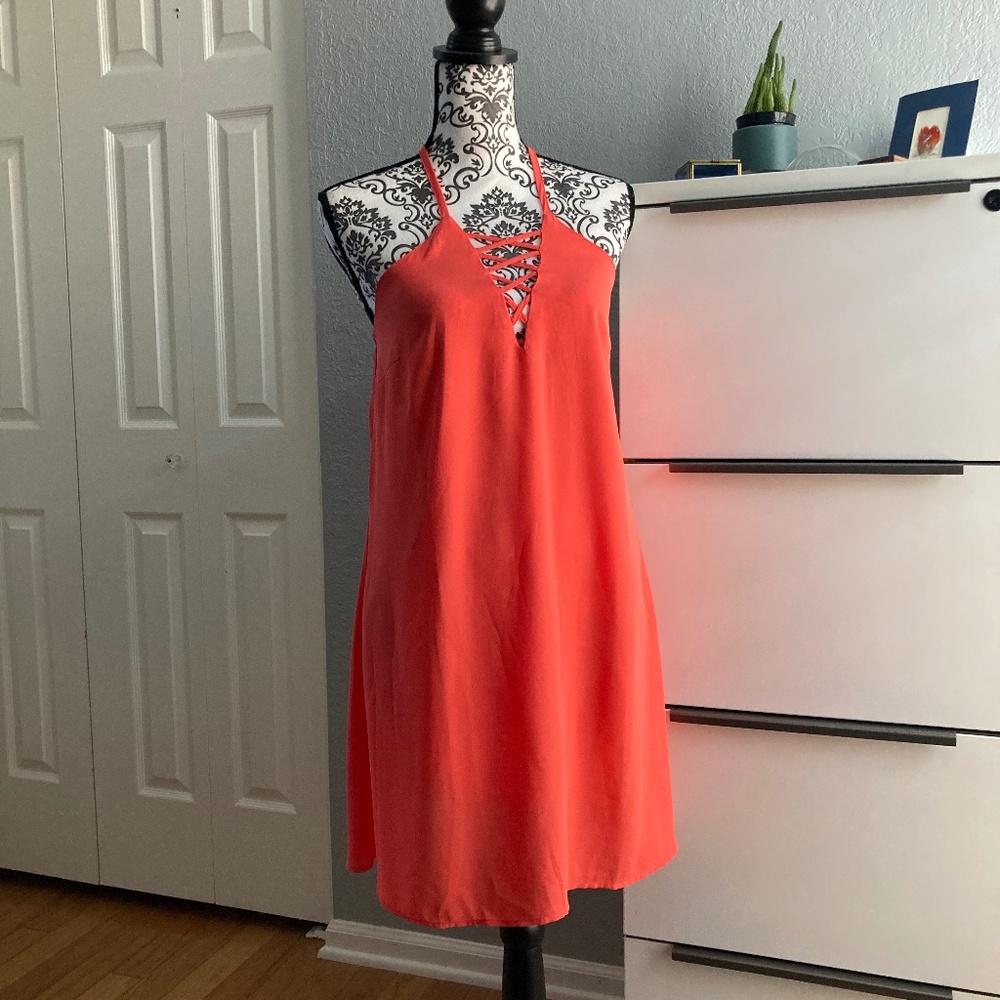 NWOT Venus Lattice Lace-Up Boho Halter Dress XS